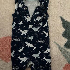Loulou Lollipop Navy Whale Print Bodysuit